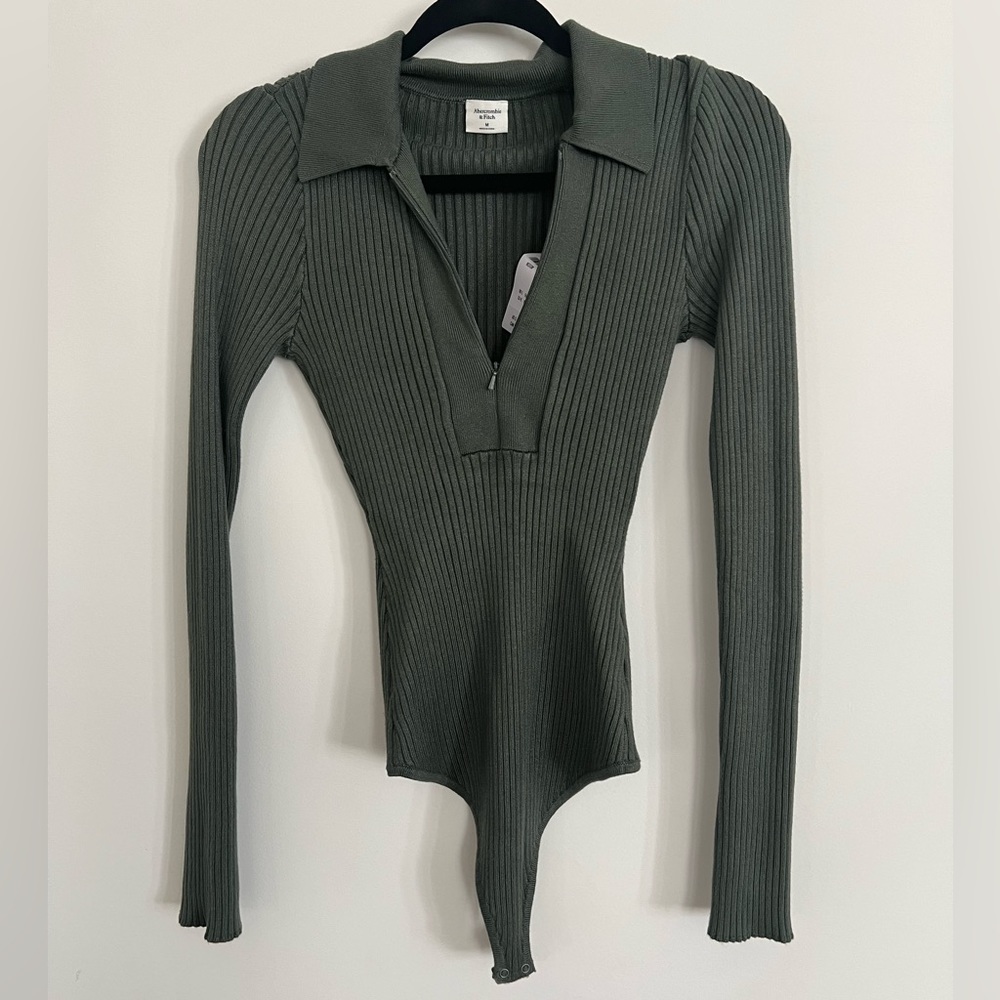 Abercrombie Half-Zipped Polo ribbed bodysuit